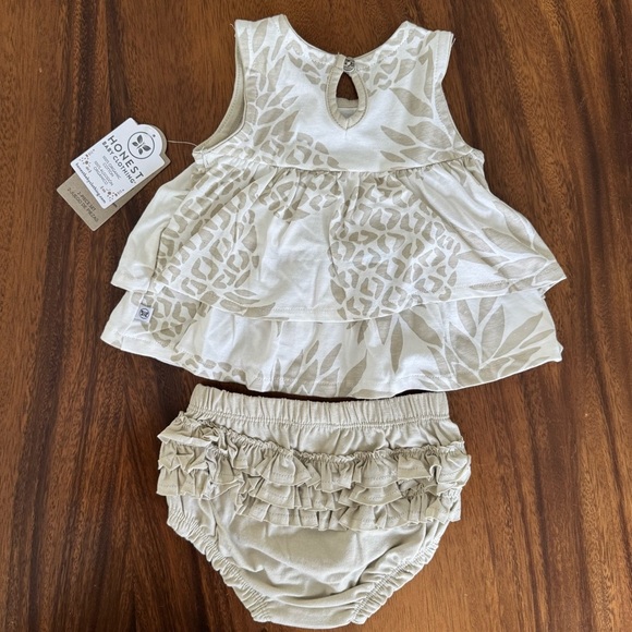 NWT HonesBaby Flutter Tee with Ruffle Diaper Cover 100% Organic Cotton 6-9M - Picture 4 of 5